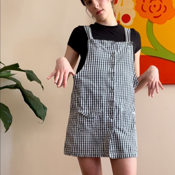 Vintage Gingham Jumper Overall Dress - Picture 2 of 7